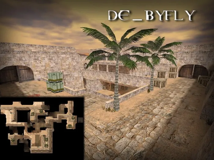 Скриншот  Карта de_byfly для CS 1.6: точки, рейты, bbot .nav, оптимизация wpoly/epoly и настройка под фпс