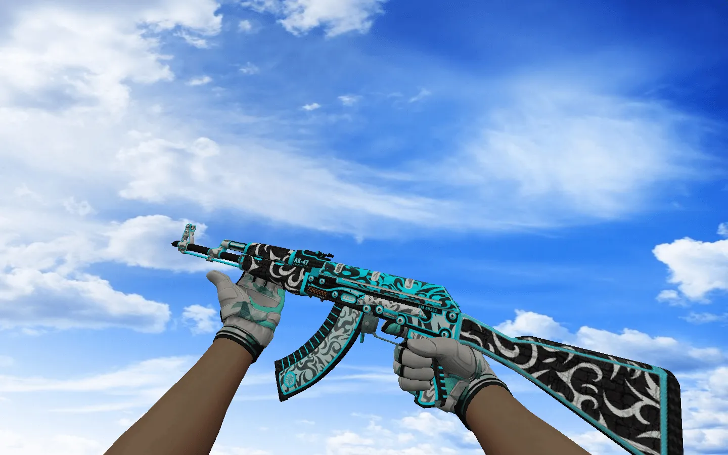 Скриншот Пак оружия CS 1.6 с мотоциклетными перчатками «Мята»: AK-47, AWP, DE, Glock-18, M4A4, SSG 08, USP-S и ножи