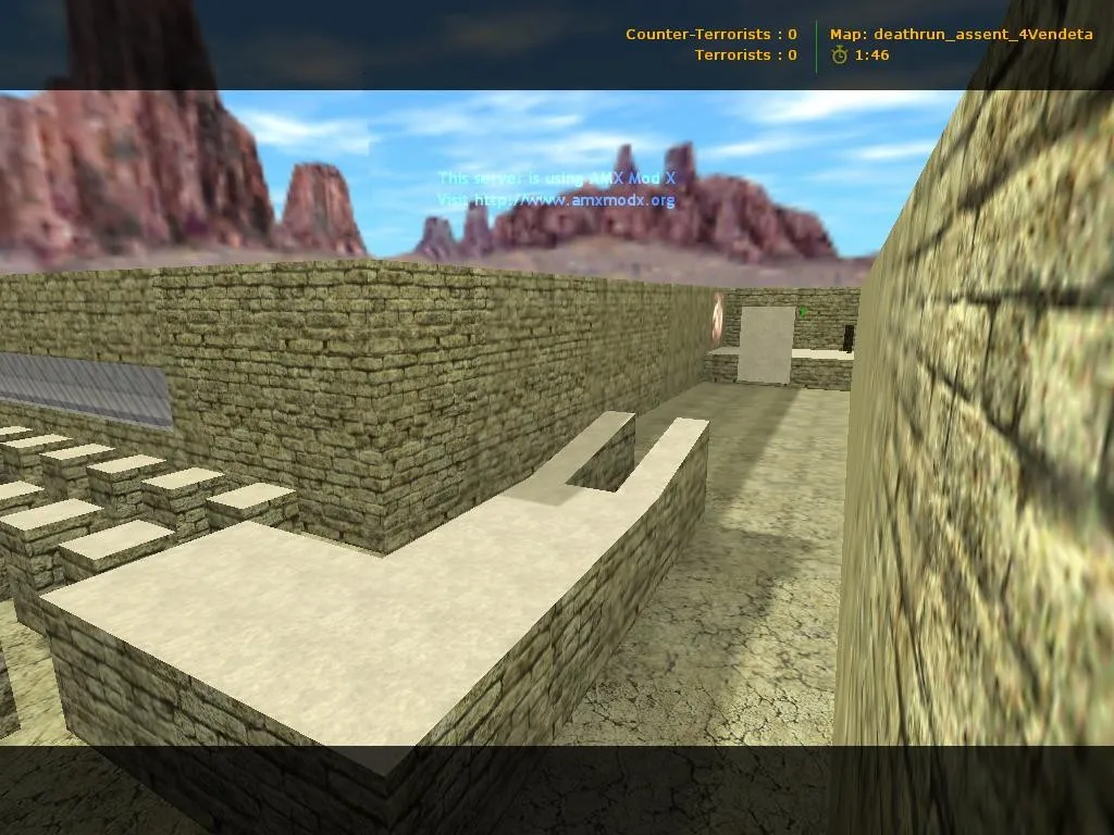 Скриншот  Карта deathrun_assent_4vendeta для CS 1.6: баланс сторон, точки, .nav и оптимизация