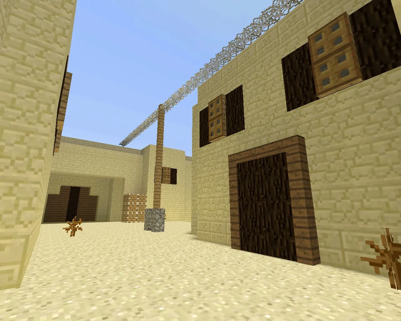 Скриншот  Карта de_dust2_minecraft для CS 1.6: классический Dust2, текстуры в стиле Minecraft, точки, боты, оптимизация