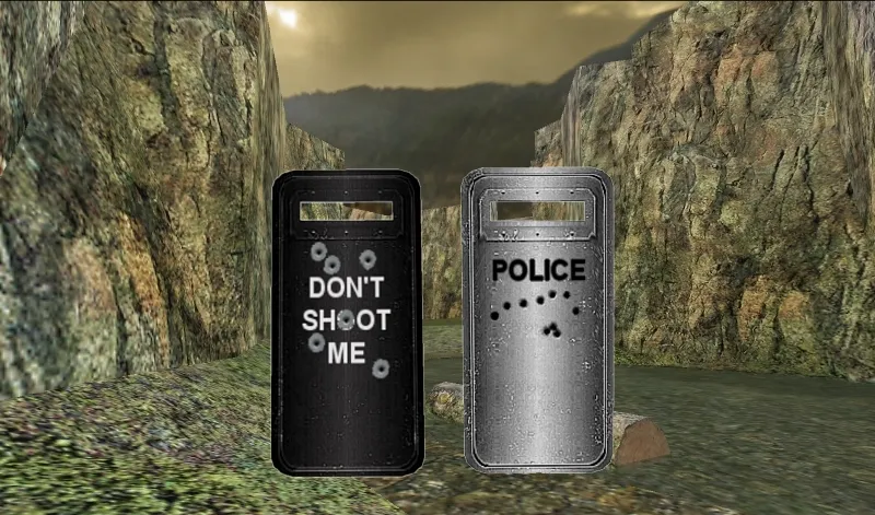 Скриншот  Модель «Black and Silver Riot Shields» (v_, p_, w_) для CS 1.6: текстуры 1024x1024, анимация осмотра и звуки