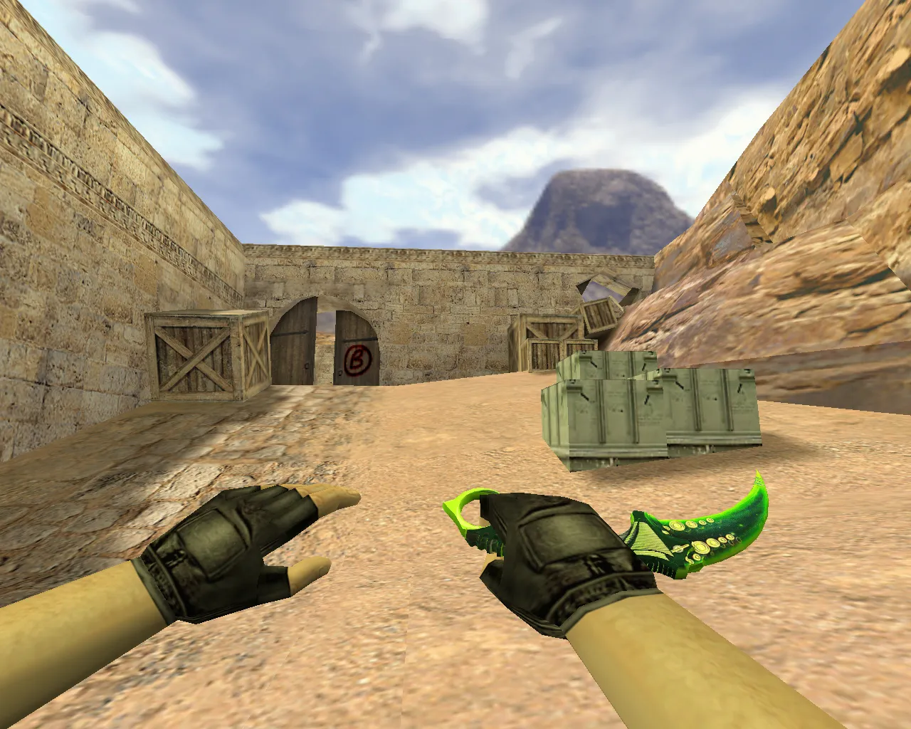 Скриншот Модель ножа v_ и p_ «Керамбит Зеленый мечтатель» для CS 1.6: звуки, анимация осмотра, качество текстур