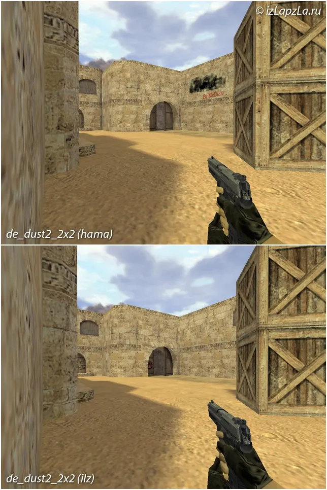 Скриншот  de_dust2_2x2_ilz — DE карта для CS 1.6: баланс сторон, точки, спавны и нав для ботов