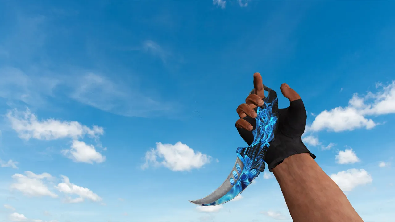 Скриншот Модель ножа Karambit Blue Flame (v_knife) для CS 1.6: звуки, анимация осмотра, качество текстур
