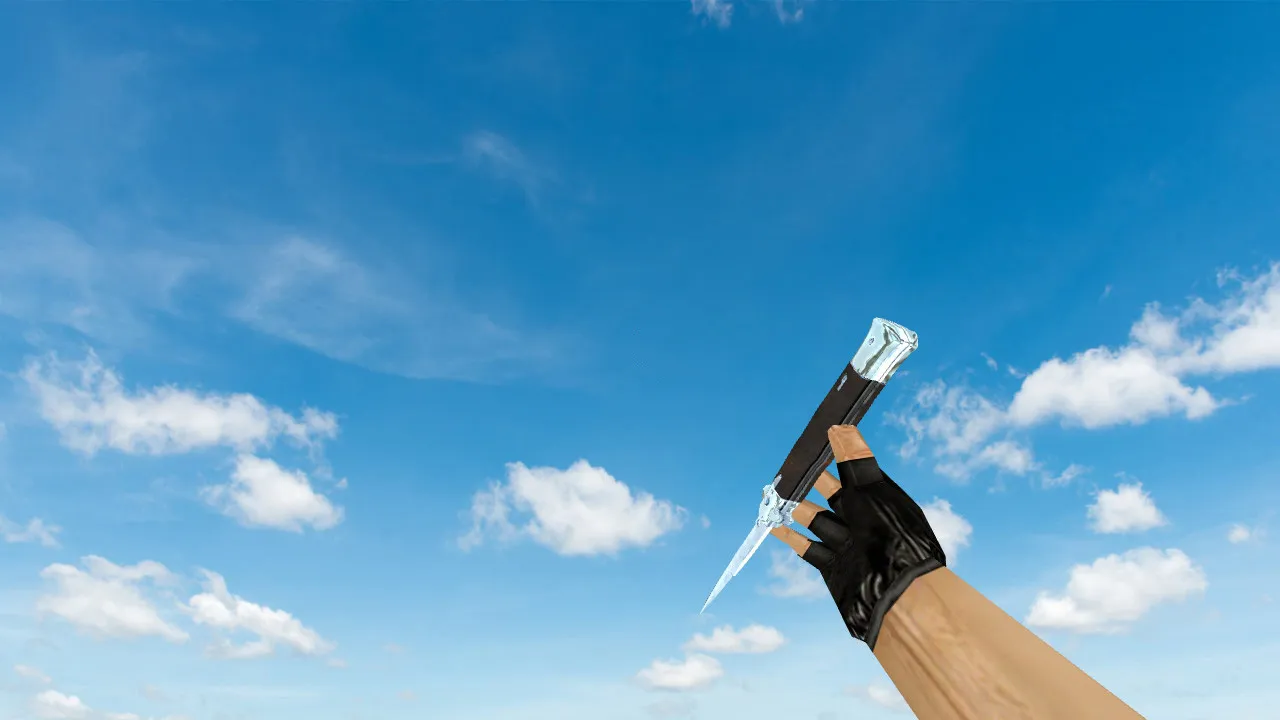 Скриншот Модель ножа «Stiletto Blue Chrome» v_ для CS 1.6: звуки, анимация осмотра, текстуры и качество модели