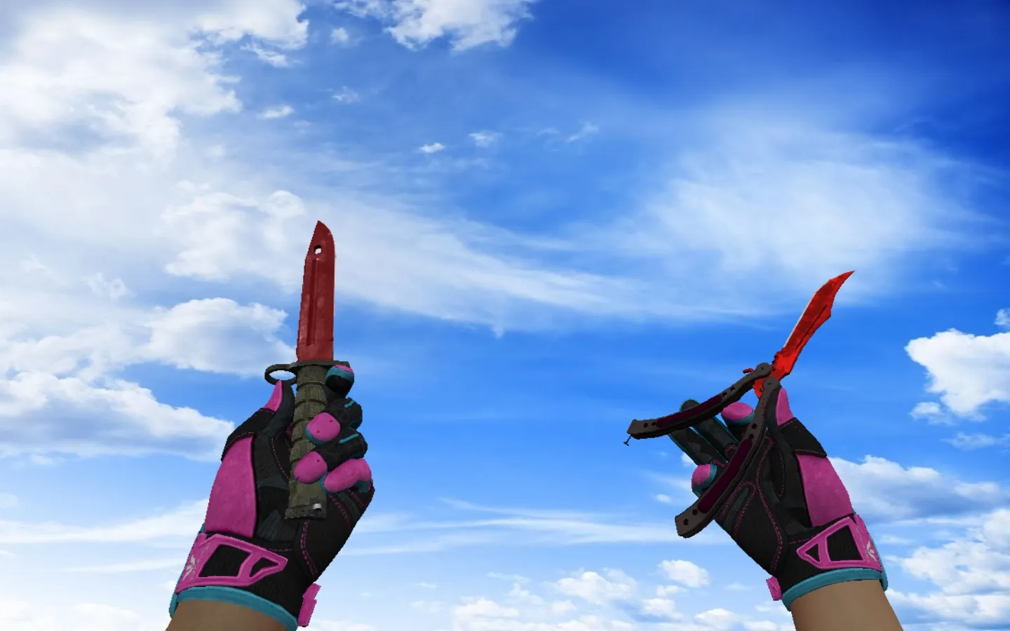 Скриншот Пак «Спортивные перчатки Порок» для CS 1.6: v_ p_ w_ модели, розовый сет, ножи и перчатки, звуки и анимации осмотра