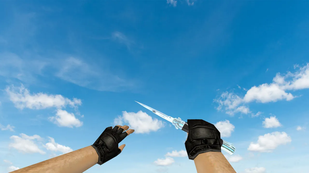 Скриншот Модель ножа «Stiletto Blue Chrome» v_ для CS 1.6: звуки, анимация осмотра, текстуры и качество модели