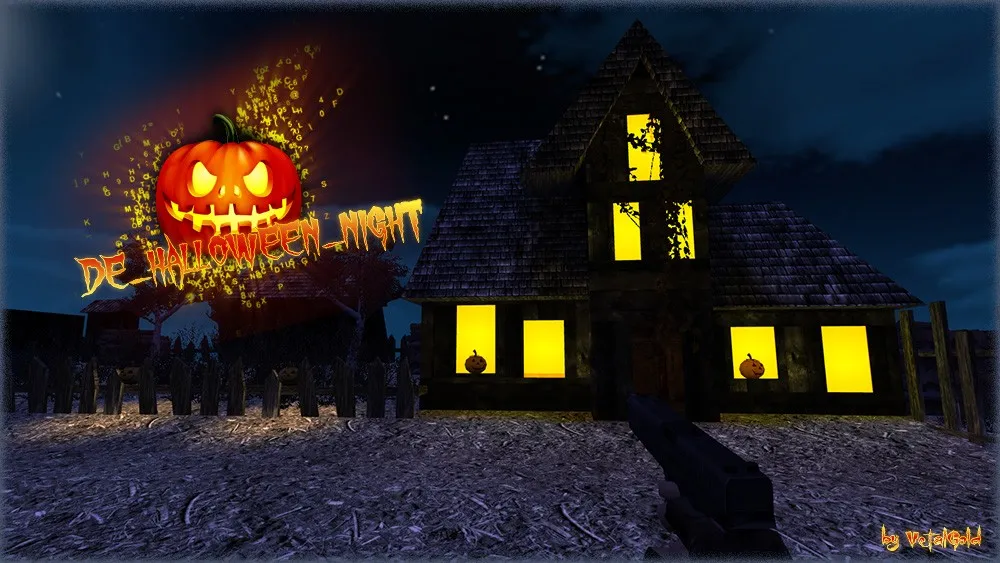 Скриншот  Карта de_halloween_night для CS 1.6: баланс сторон, точки, .nav для ботов, оптимизация wpoly/epoly