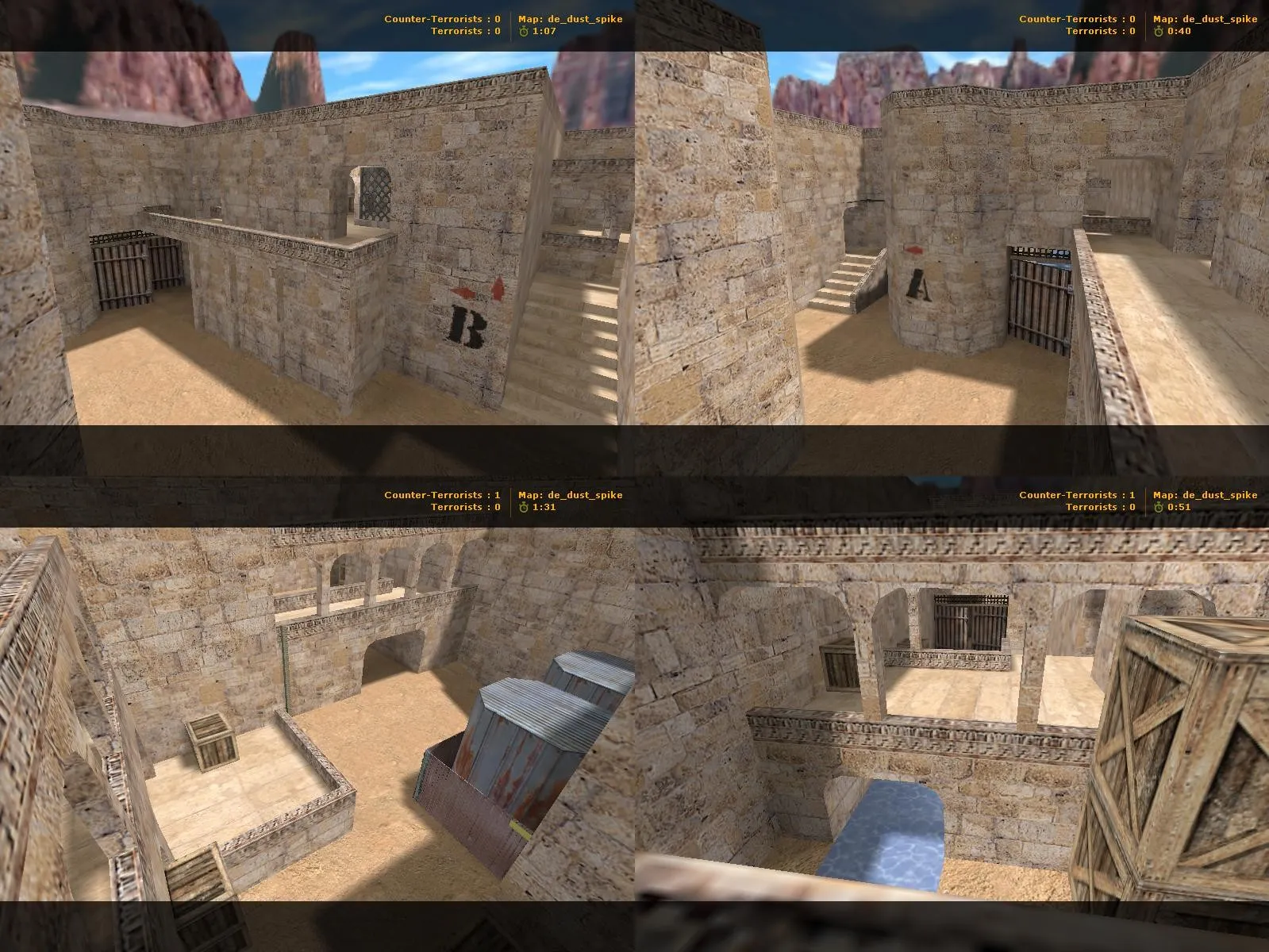 Скриншот de_dust_spike для CS 1.6: тактика, оптимизация, .nav и точки под бои