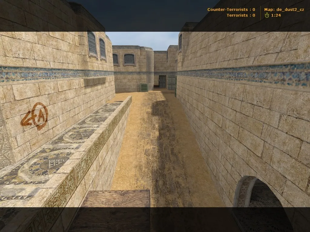 Скриншот  de_dust2_cz карта для CS 1.6: точки, раскидка, баланс сторон и настройки ботов