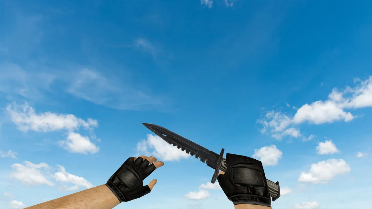 Скриншот Модель «Штык-нож M9 Черный глянец v2» для CS 1.6: v_ и w_ модели, звуки, анимация осмотра