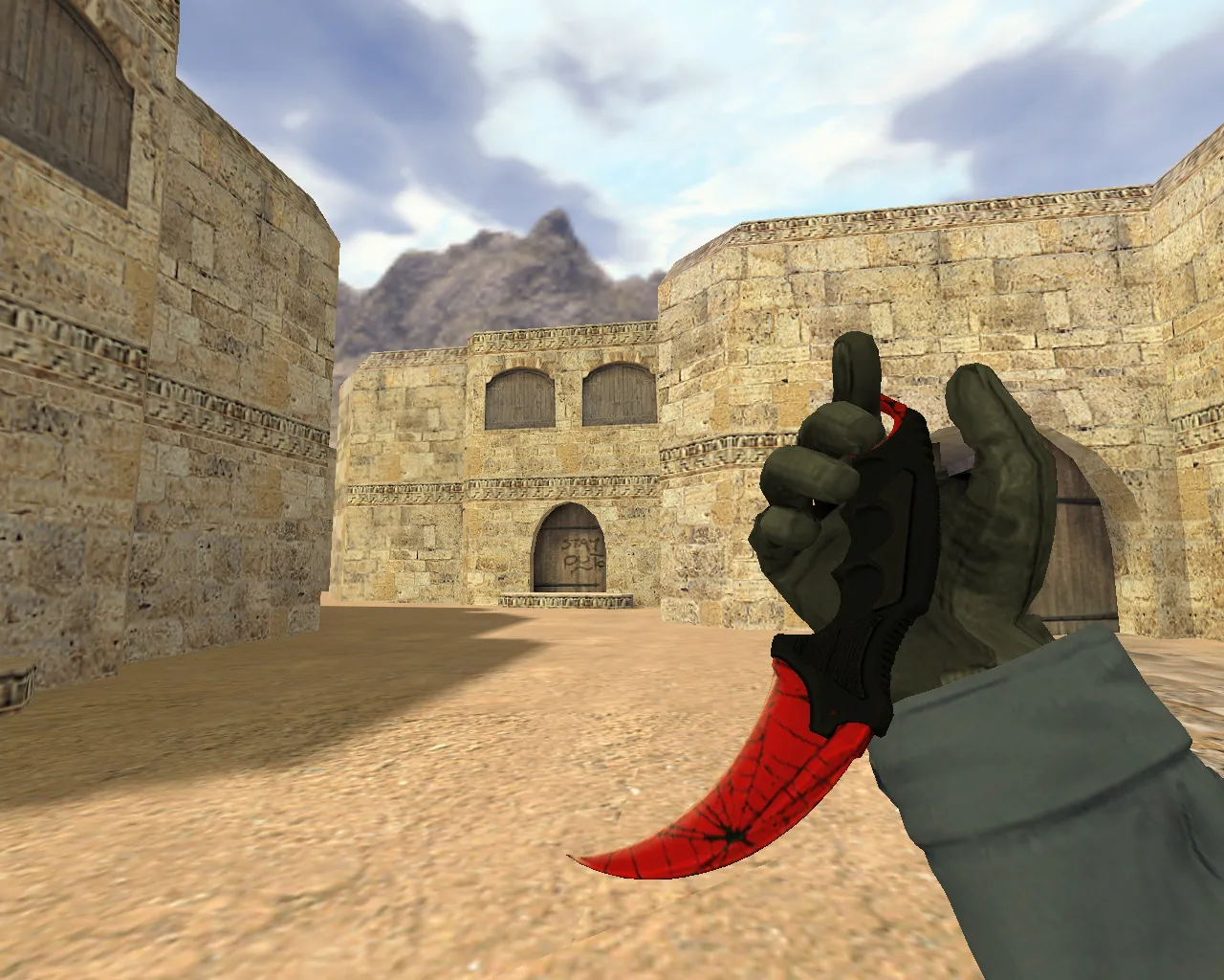 Скриншот Модель ножа «Керамбит Кровавая паутина» v_model для CS 1.6: звуки, анимация осмотра, качество текстур