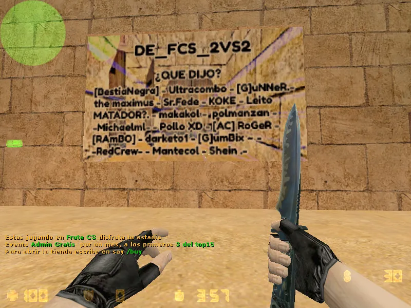 Скриншот  Карта de_fcs_2vs2 для CS 1.6: баланс сторон, точки, .nav для ботов и оптимизация wpoly/epoly