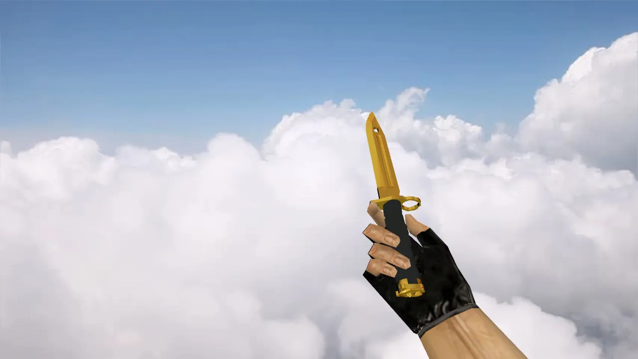 Скриншот Модель ножа Штык-нож «Золотой хром» v_ p_ w_ для CS 1.6: звуки, анимация осмотра, текстуры