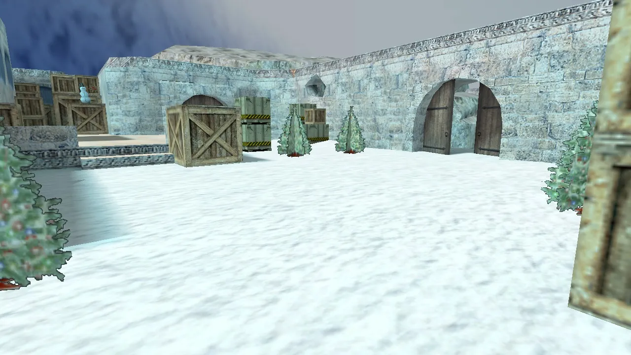 Скриншот  de_dust2_christmas карта для CS 1.6: баланс сторон, точки, .nav для ботов и оптимизация wpoly/epoly