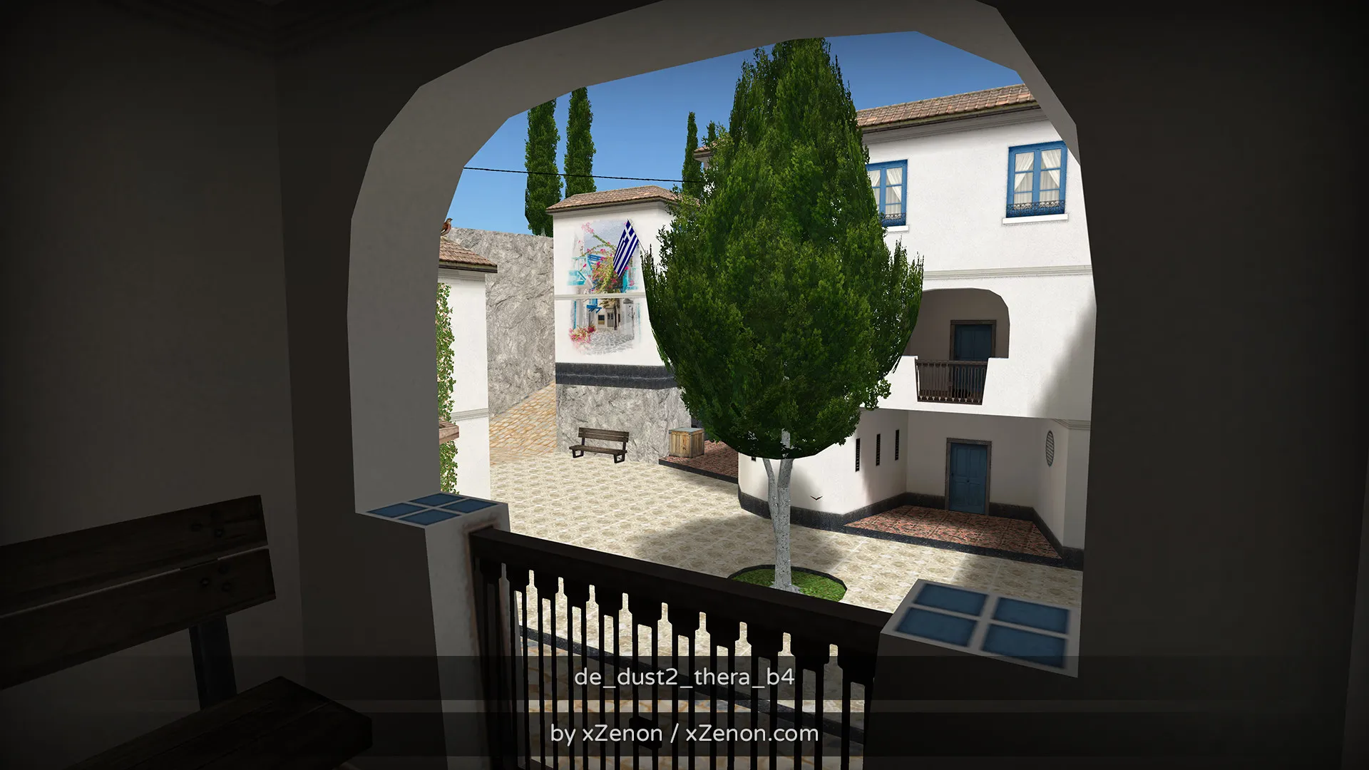 Скриншот  Карта de_dust2_thera_b3 для CS 1.6: тактика за CT и T, точки, маршруты, боты (.nav), оптимизация