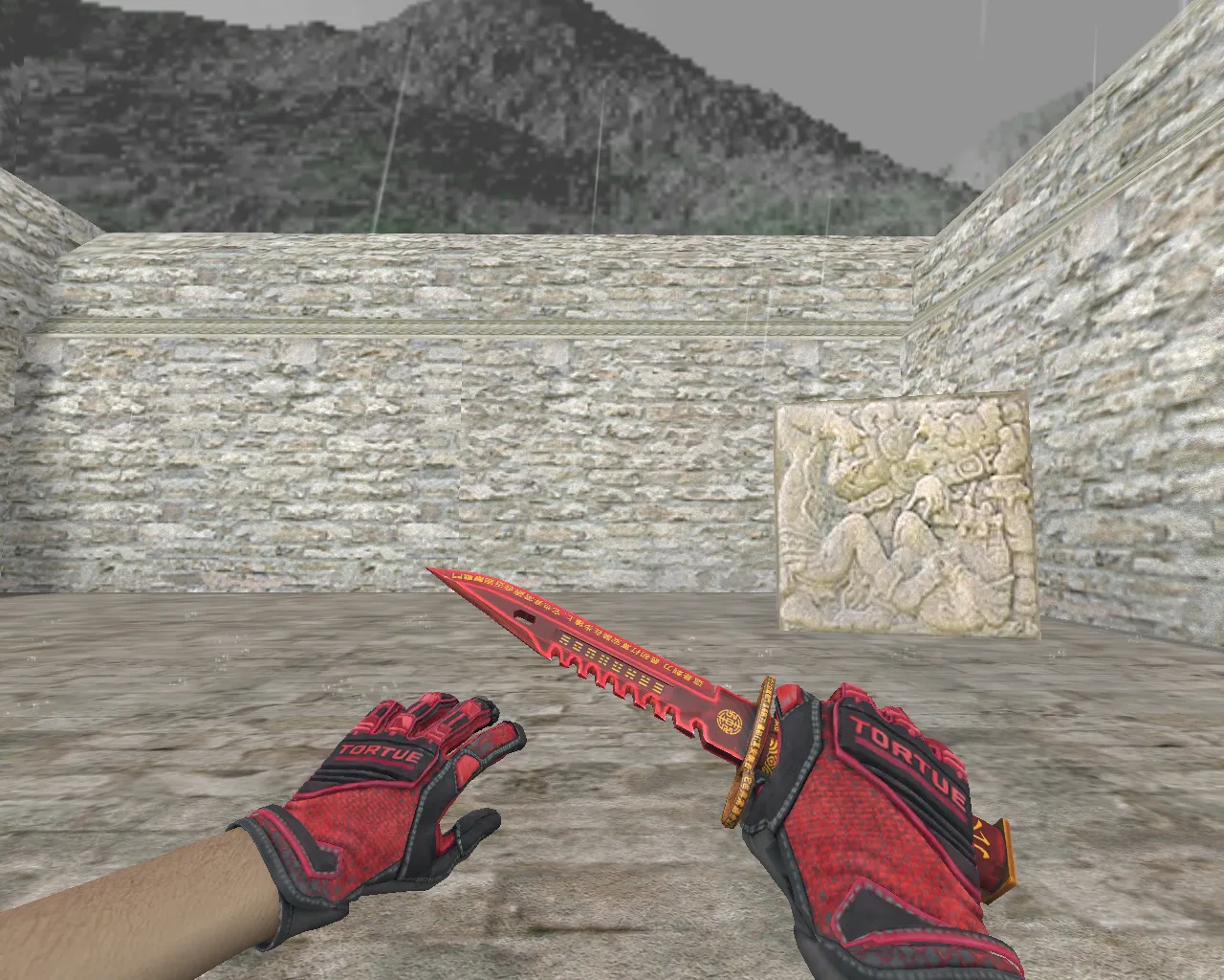 Скриншот Штык-нож M9 «Чанг» + Перчатки спецназа «Кровавое кимоно» для CS 1.6: v_/p_/w_ модели, звук, анимации осмотра