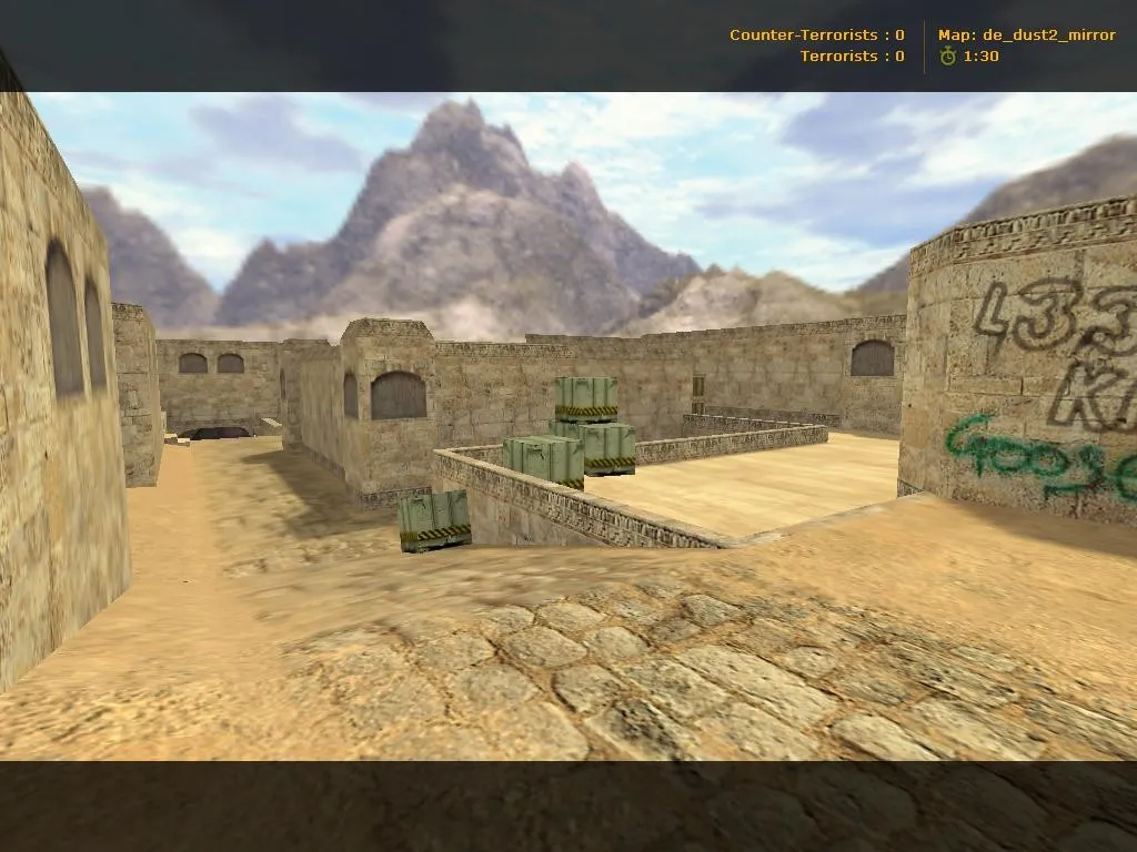 Скриншот  Карта de_dust2_mirror для CS 1.6: точки, раунды, .nav, оптимизация и баланс сторон
