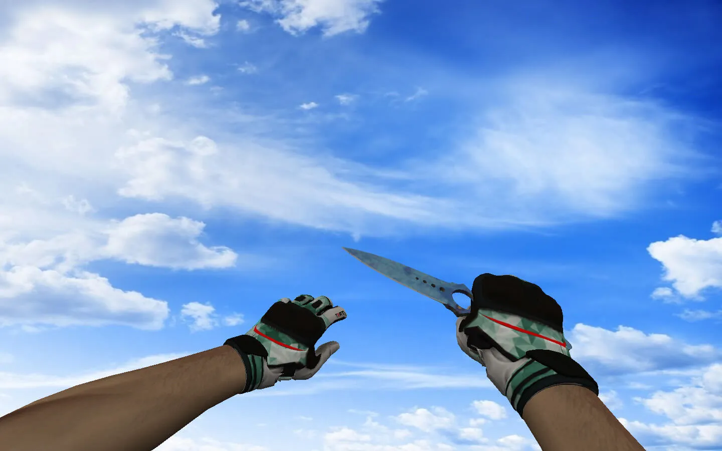 Скриншот Модель v_☆ Скелетный нож | Поверхностная закалка (403 паттерн Blue Gem) для CS 1.6: звуки, анимация осмотра, качество текстур