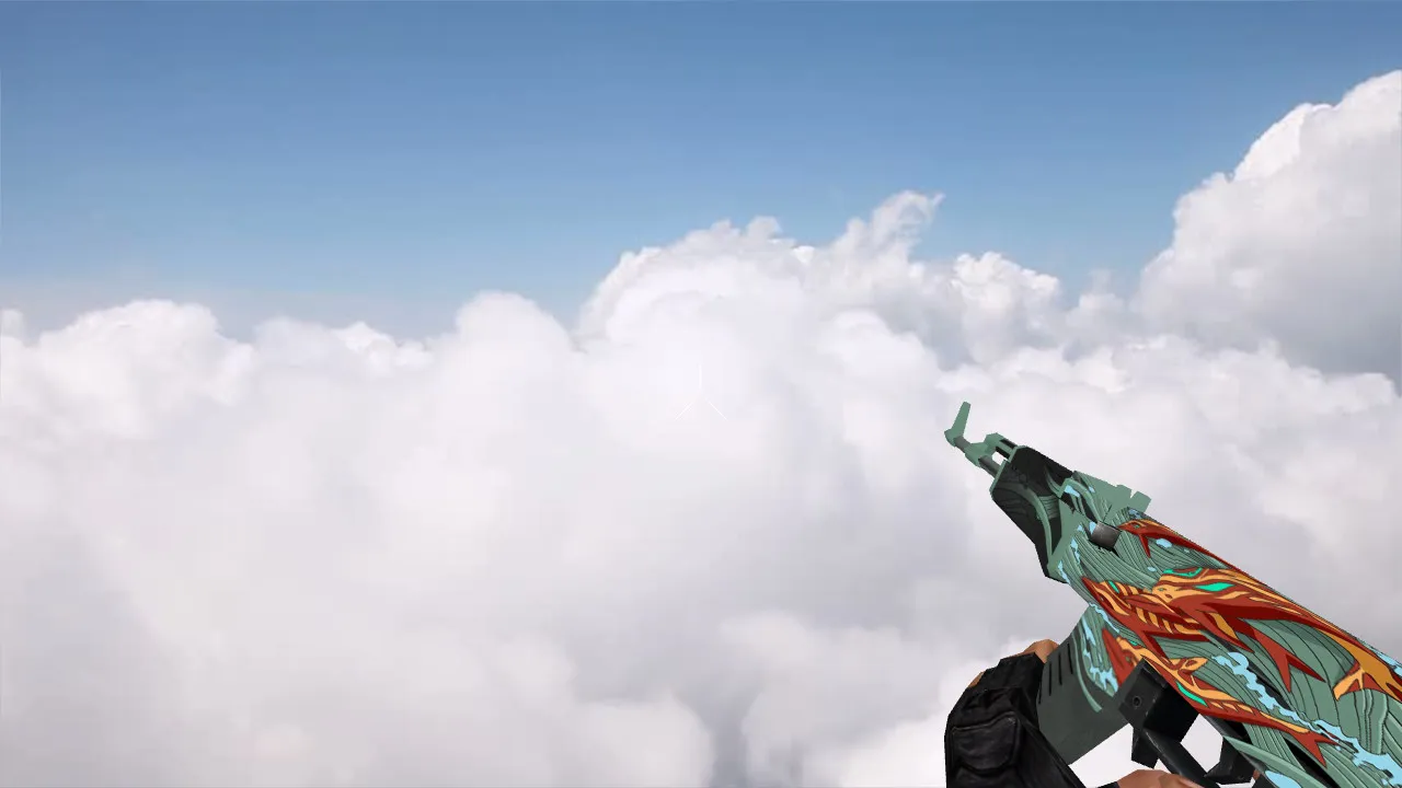 Скриншот Модель v_ и p_ Default AK-47 Aquamarine Revenge для CS 1.6: звуки, анимация осмотра, текстуры