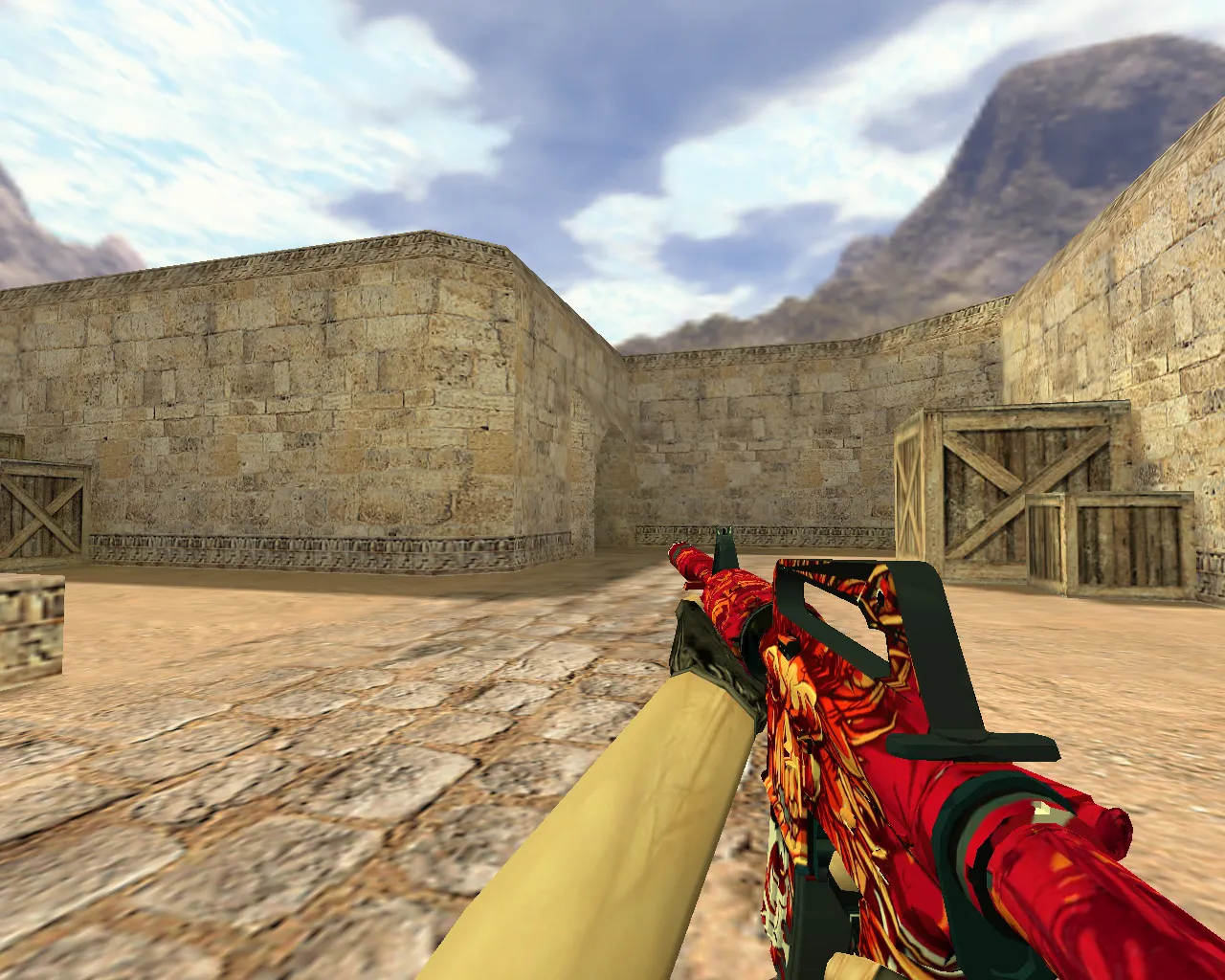 Скриншот Модель v_m4a1 «М4А1 Мумия льва» для CS 1.6: p_m4a1 и w_m4a1, звуки, анимация осмотра, текстуры