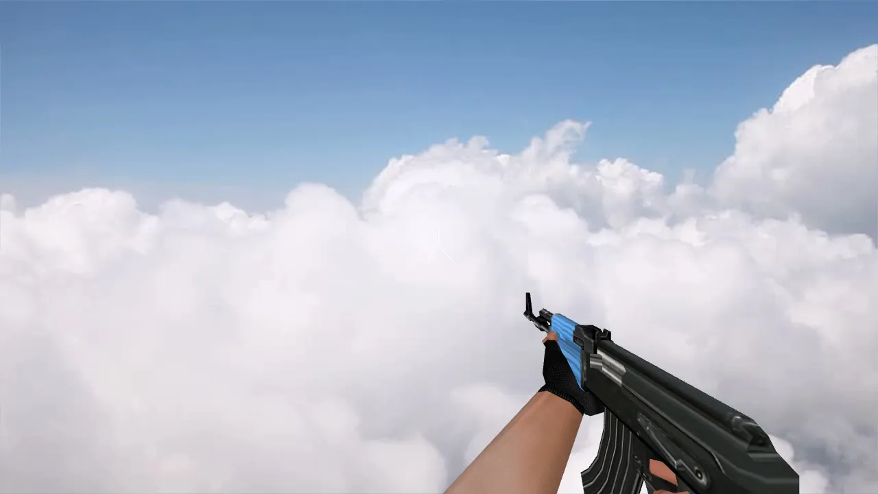 Скриншот Модель v_ak47 «Default AK-47 Blue Edition» для CS 1.6: p_ и w_ модели, звуки, анимация осмотра