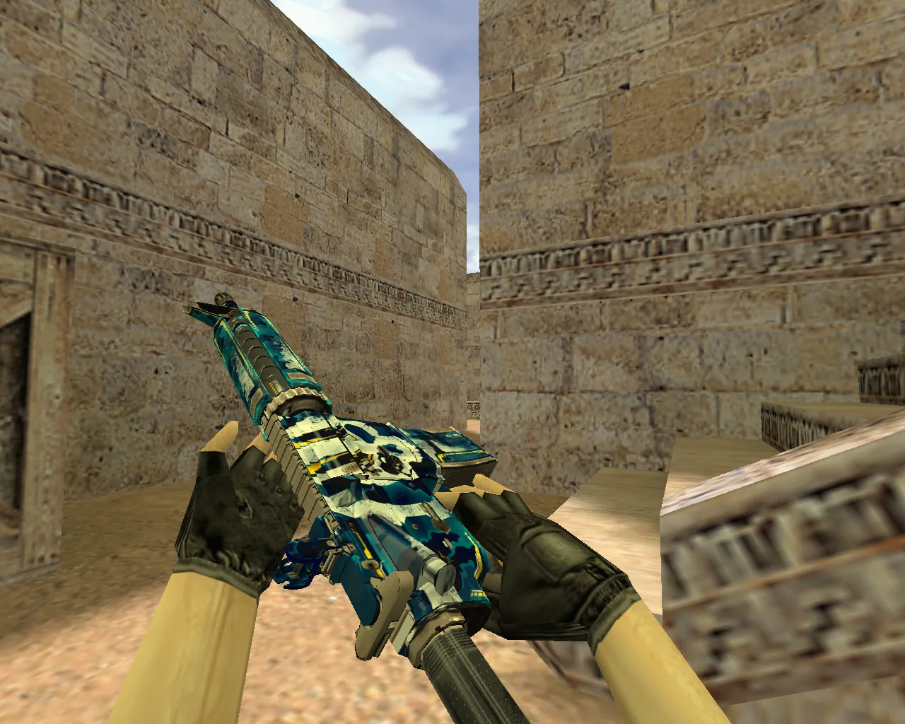 Скриншот Модель M4A4 «Ультрамариновый маньяк» v_ и p_ для CS 1.6: звуки, анимация осмотра, текстуры