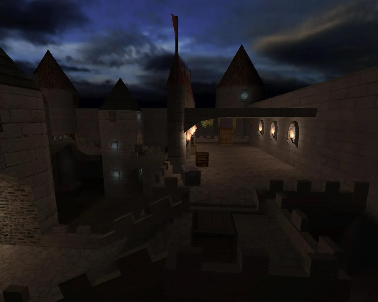 Скриншот  Карта awp_night_castle для CS 1.6: ночной замок, прицелы AWP, точки под контроль и спавн ботов