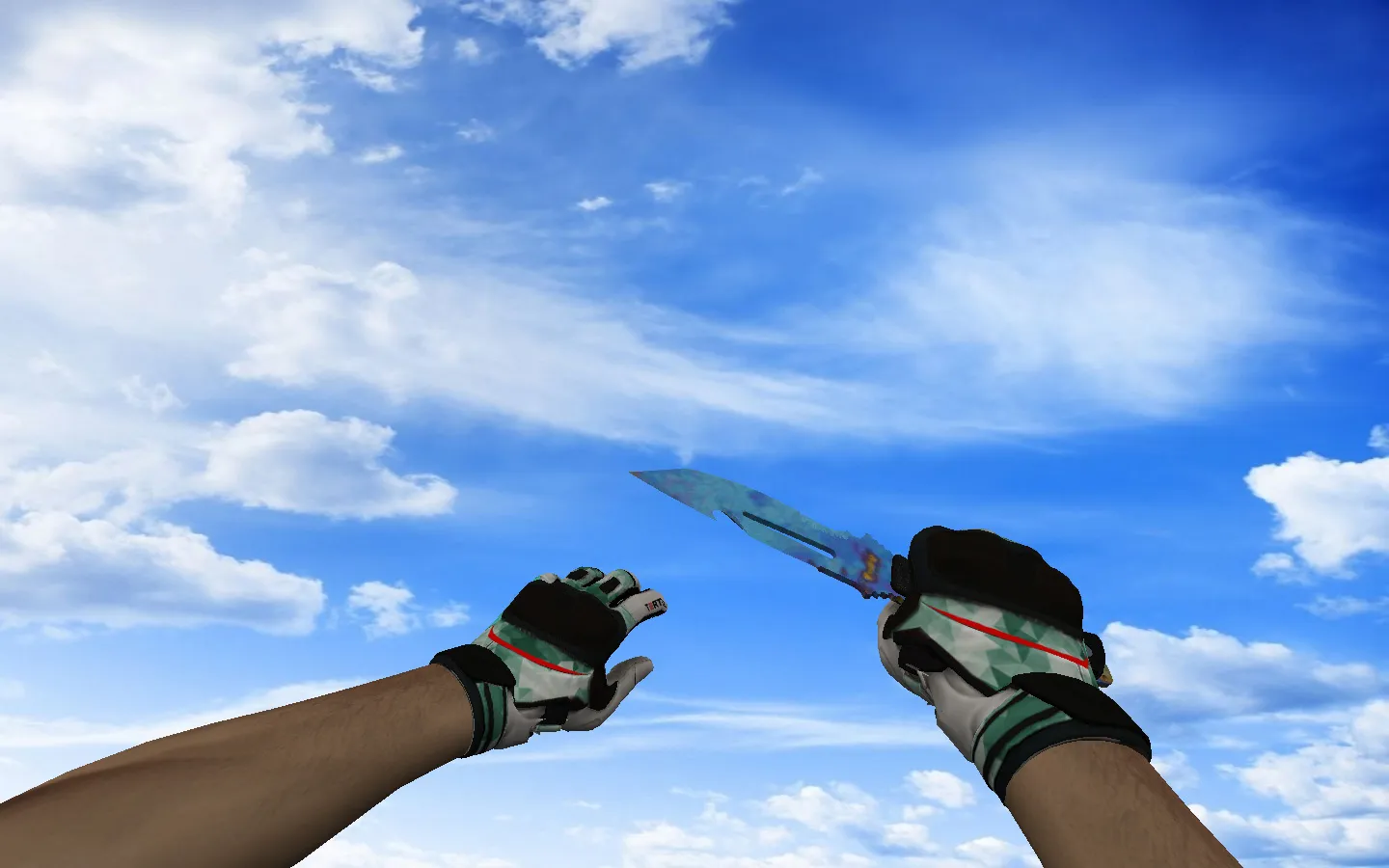 Скриншот ☆ Нож выживания | Поверхностная закалка (403 паттерн Blue Gem) v_model для CS 1.6