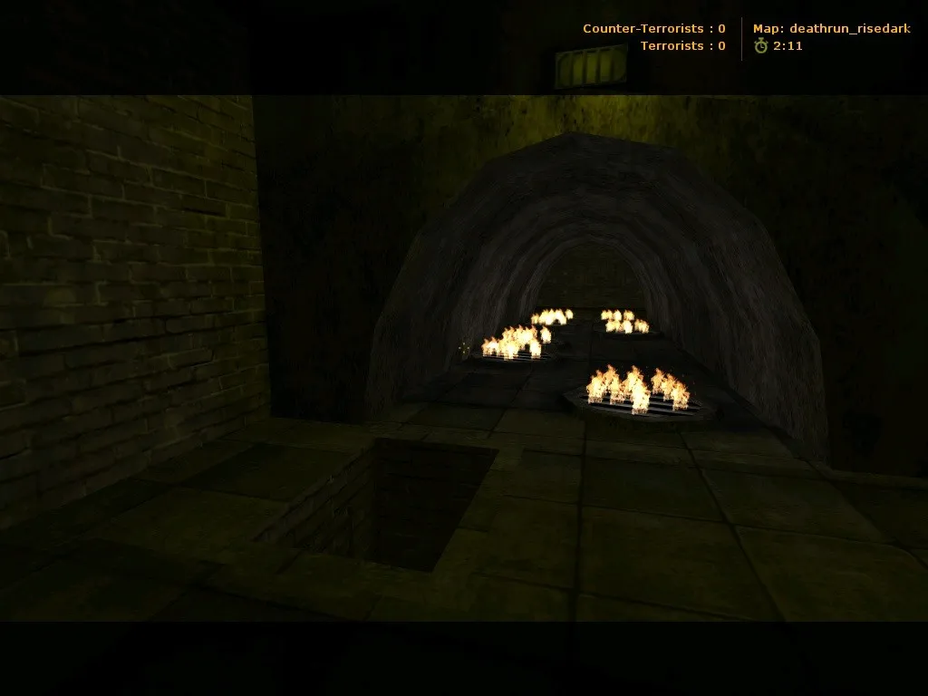 Скриншот  deathrun_risedark для CS 1.6: карта, тактика за TR/T, точки, .nav и оптимизация