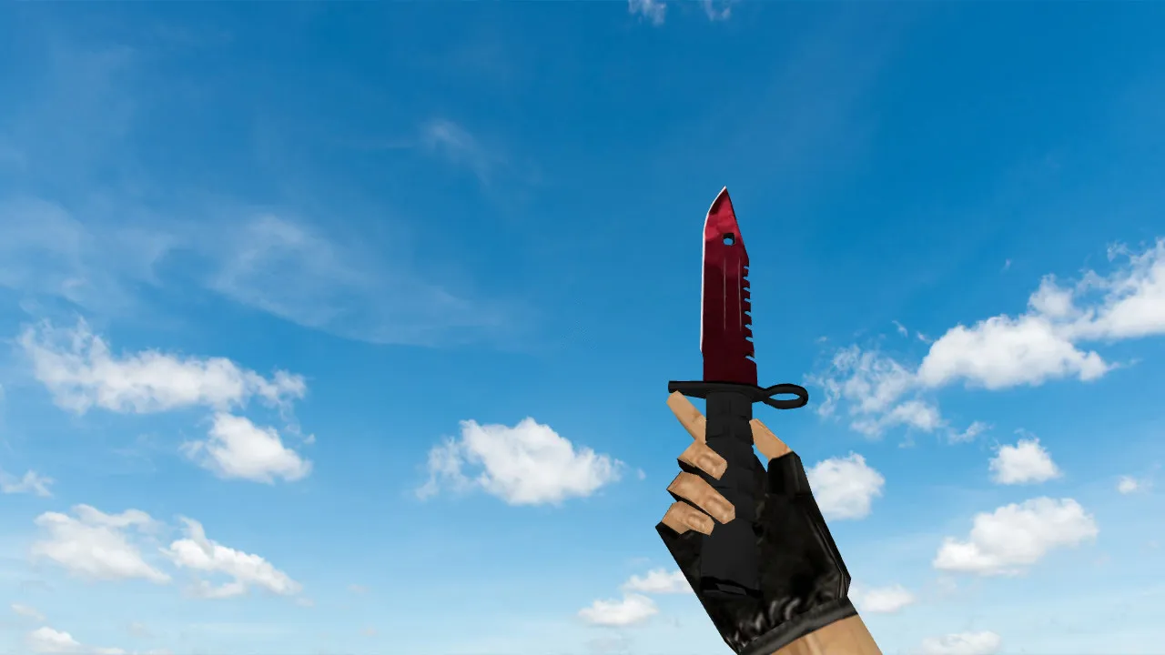 Скриншот Модель ножа v_ и p_ «Штык-нож М9 «Рубин»» для CS 1.6: звуки, анимация осмотра, текстуры