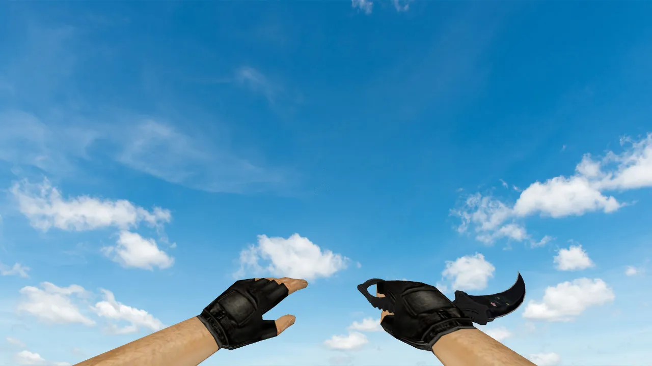 Скриншот  Модель ножа Karambit Black Panther для CS 1.6: v_ и p_ модели, звуки и анимация осмотра