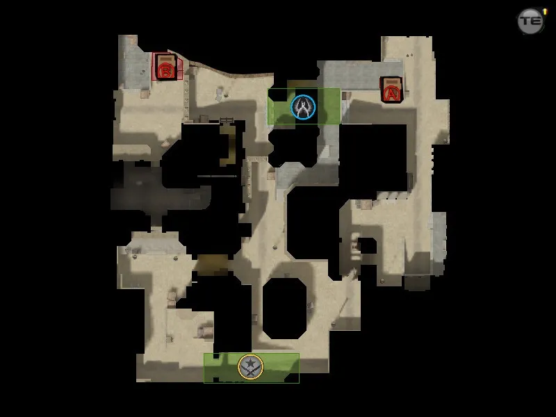 Скриншот  css_dust2_remake для CS 1.6: DE карта с балансом сторон, точками под плент и .nav для ботов