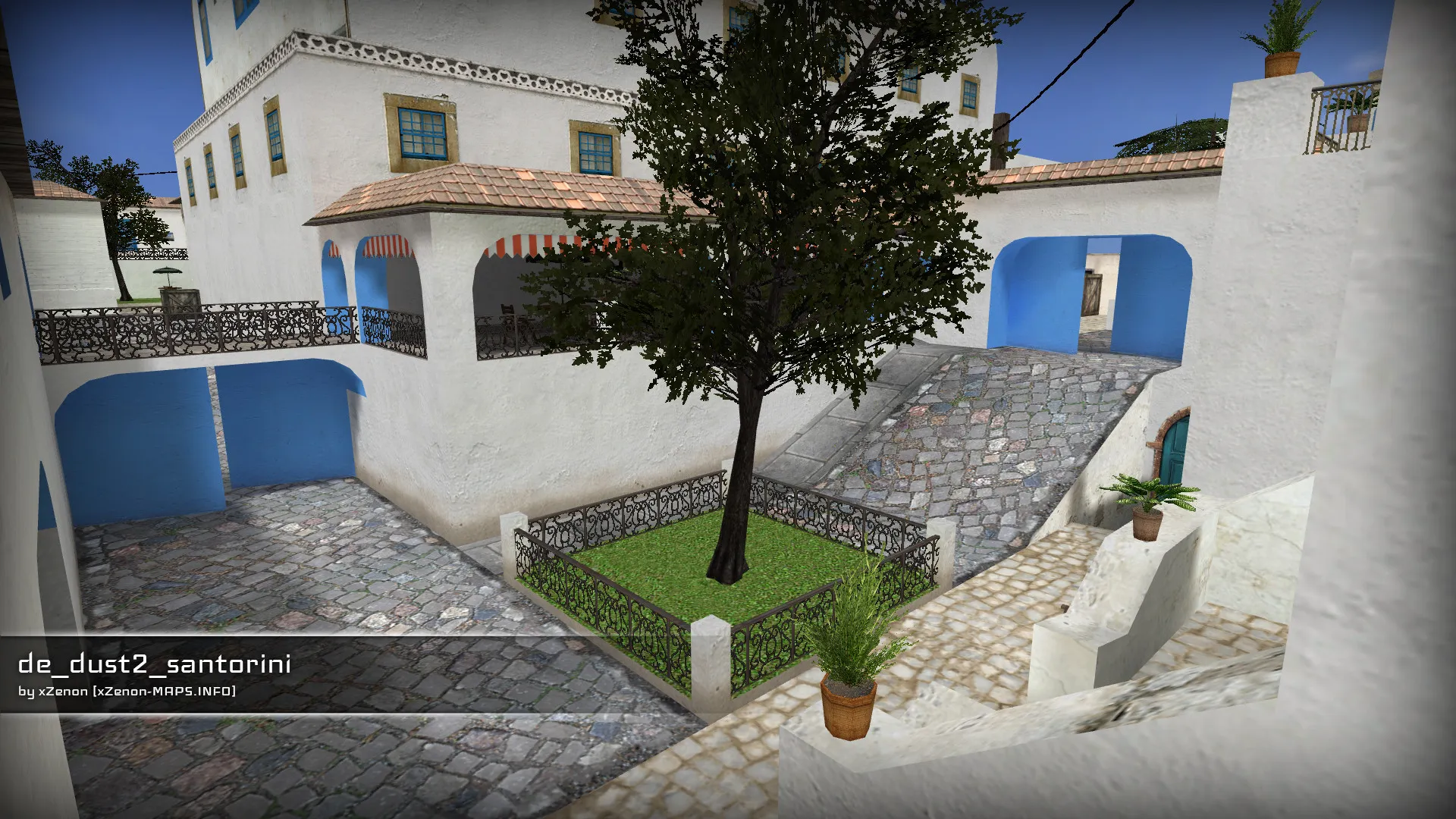 Скриншот de_dust2_santorini_b2 — DE карта для CS 1.6: точки, маршруты, .nav и оптимизация wpoly/epoly