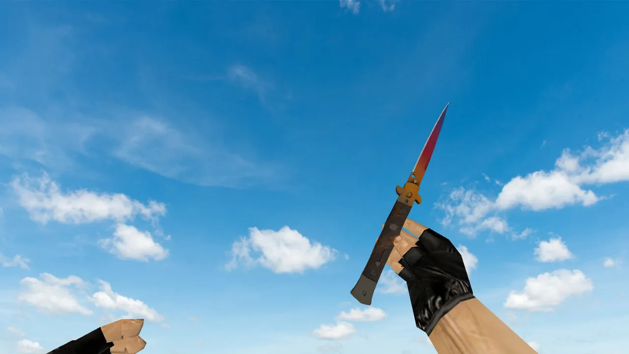 Скриншот Модель ножа «Стилет Градиент» v_ модели для CS 1.6: звуки, анимация осмотра, текстуры и настройка