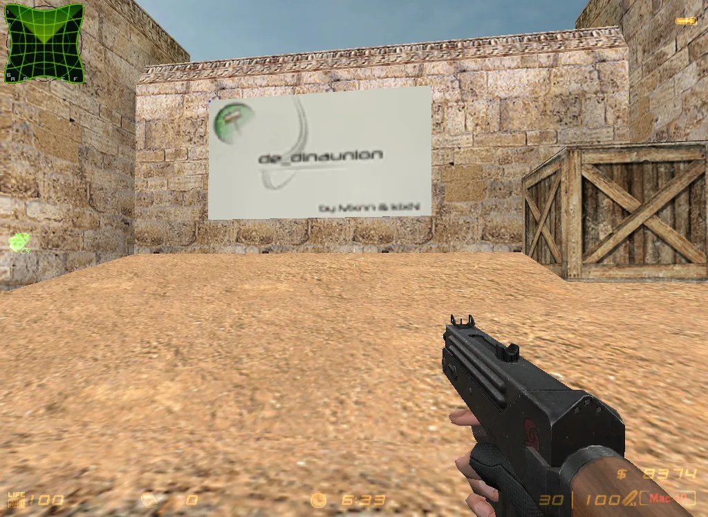 Скриншот  de_dinaunion для CS 1.6: точки, маршруты за CT/T, .nav для ботов и баланс по раундам