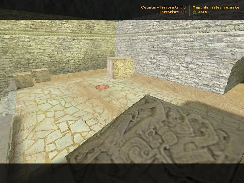 Скриншот de_aztec_remake для CS 1.6: баланс сторон, точки, .nav для ботов и оптимизация wpoly/epoly