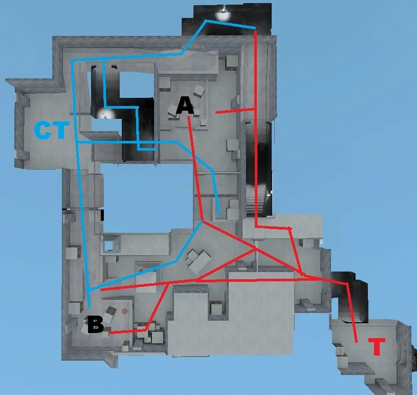 Скриншот  de_cold для CS 1.6: тактики за CT/T, точки, .nav и оптимизация карты для стабильного FPS