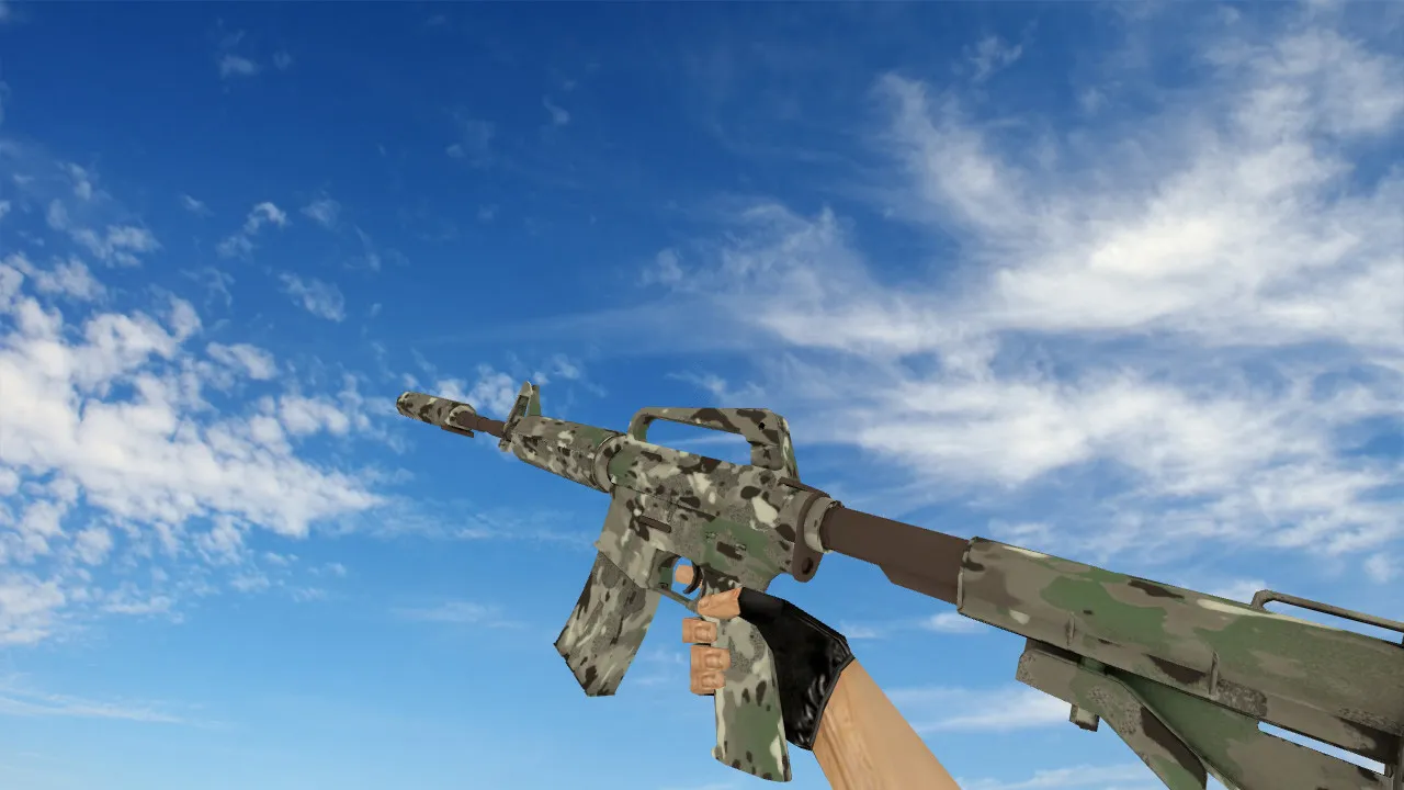 Скриншот v_m4a1 «Смешанный камуфляж» модель для CS 1.6: текстуры, звук, анимация осмотра и настройка оружия