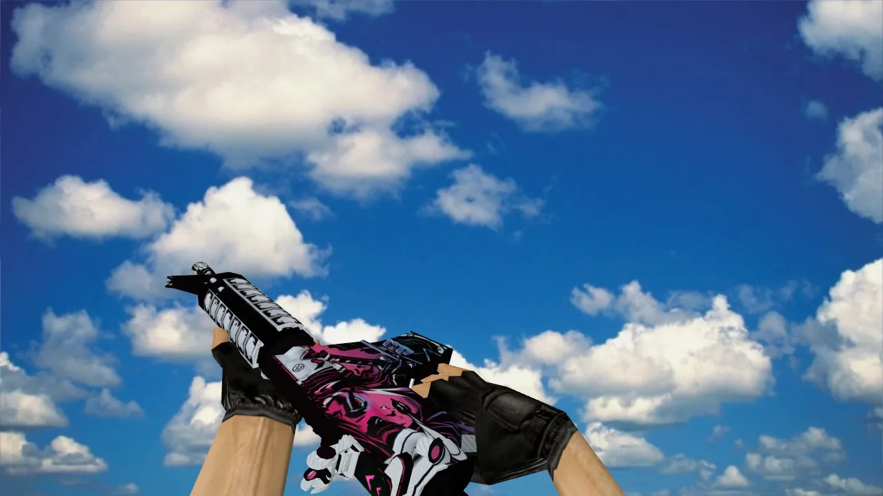 Скриншот М4А1 «Неонуар» модель v_m4a1/p_m4a1/w_m4a1 для CS 1.6: звук, анимация осмотра, текстуры и качество