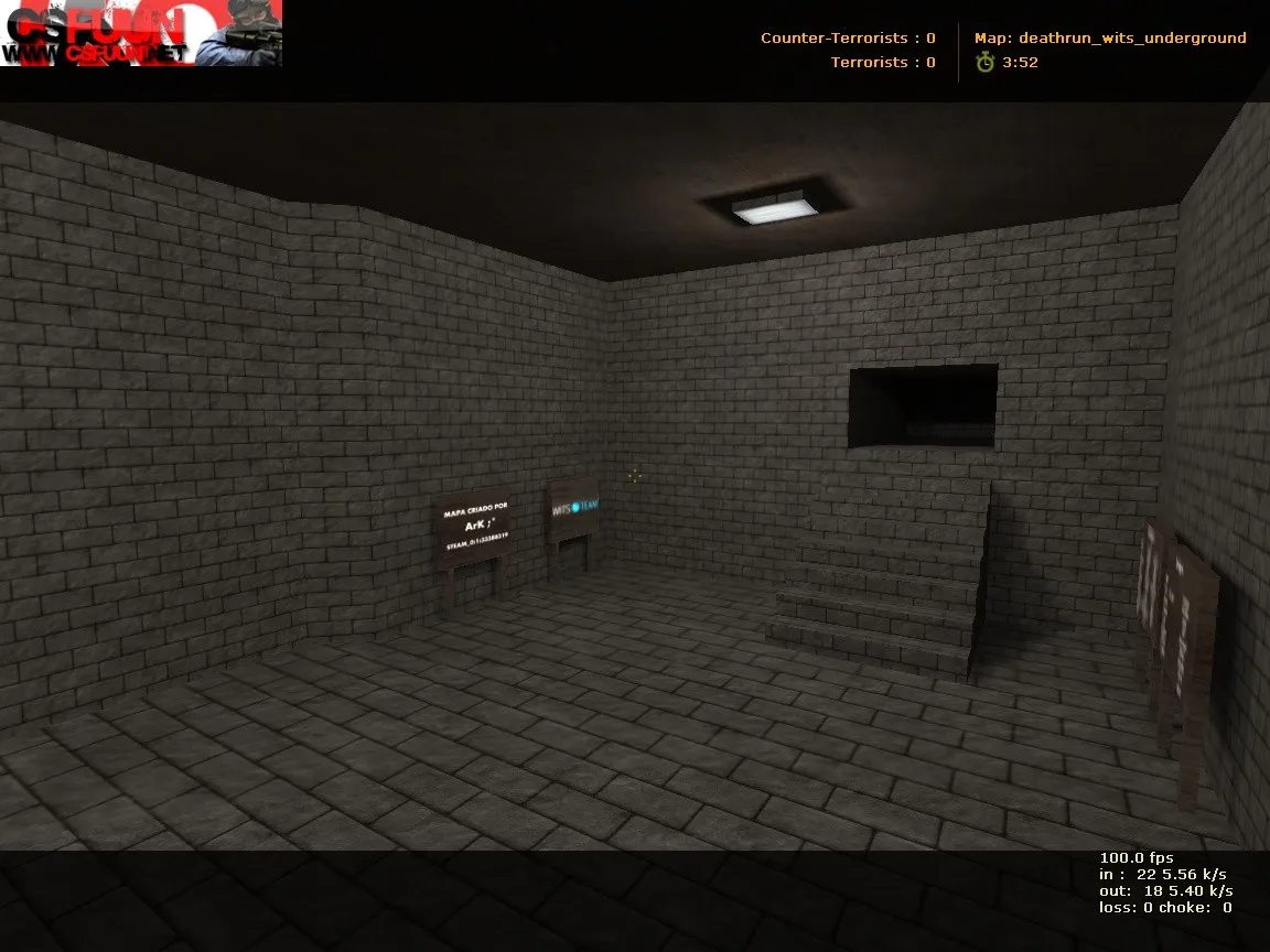 Скриншот  deathrun_wits_underground для CS 1.6: точки, боты, .nav и оптимизация карты