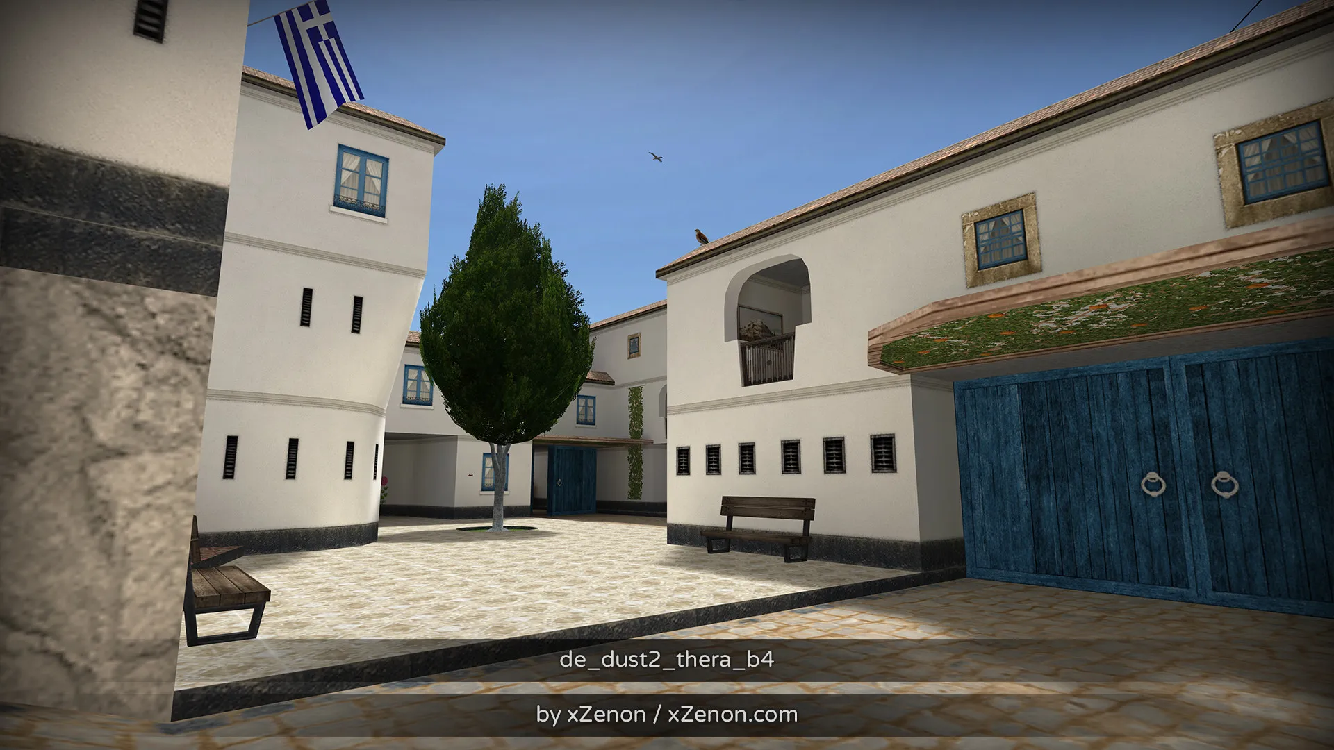 Скриншот  Карта de_dust2_thera_b3 для CS 1.6: тактика за CT и T, точки, маршруты, боты (.nav), оптимизация