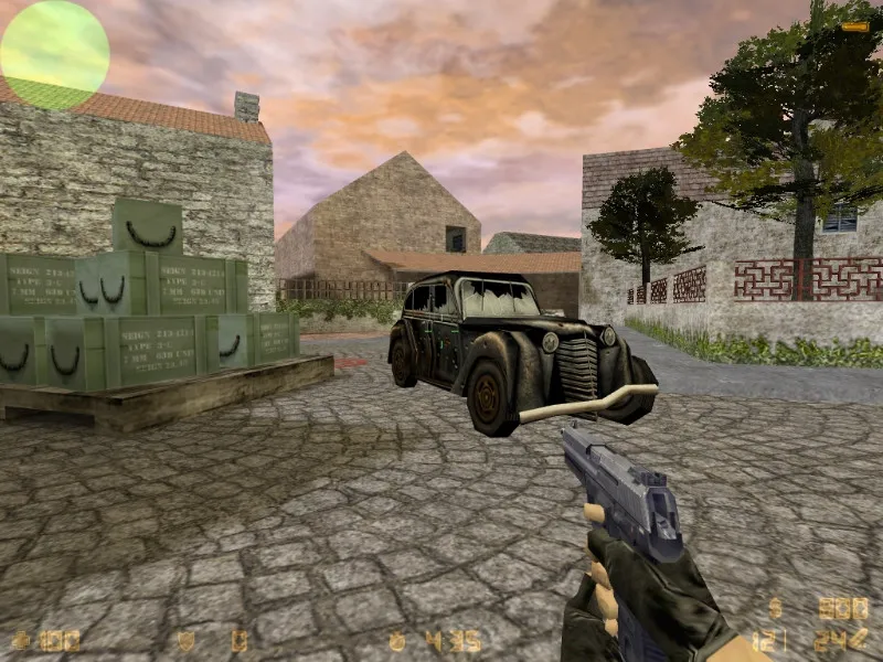 Скриншот  Карта de_carentan для CS 1.6: тактики за CT и T, точки контроля, оптимизация wpoly/epoly, .nav для ботов