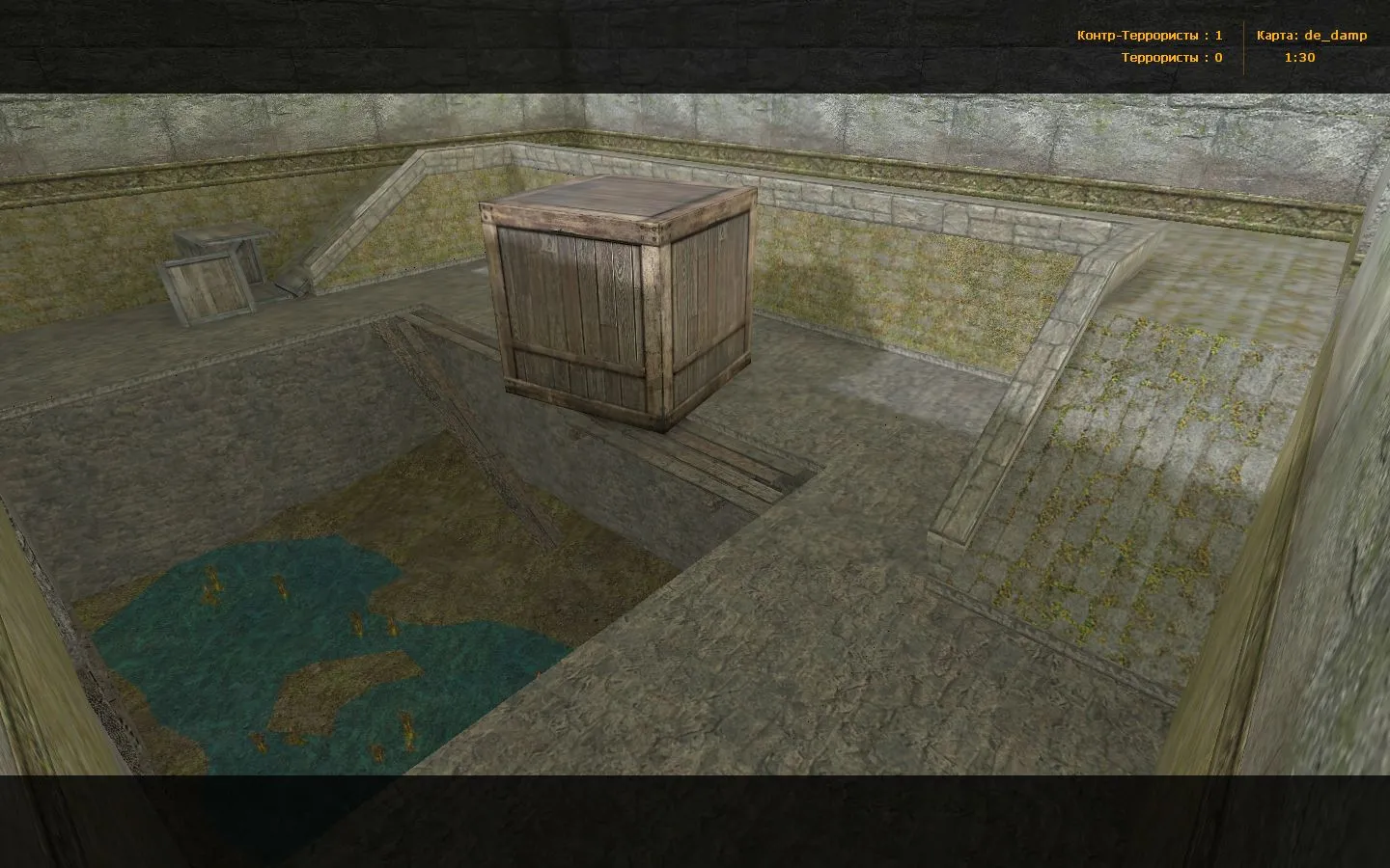 Скриншот  de_damp для CS 1.6: тактика, точки, .nav для ботов и оптимизация карты