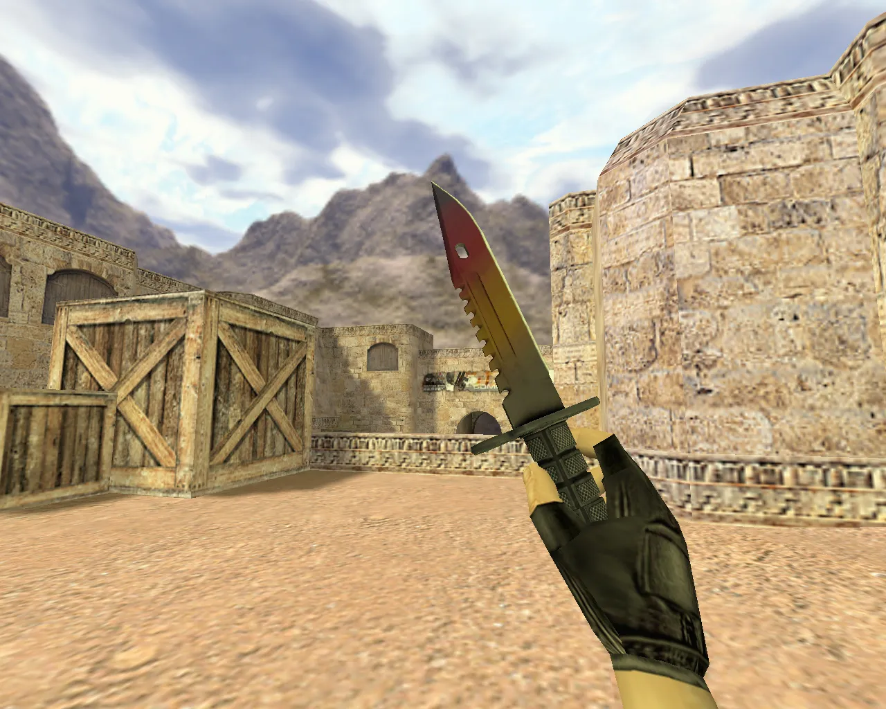 Скриншот Модель «Штык-нож М9 Градиент» v_ и p_ для CS 1.6: звук, анимация осмотра, текстуры