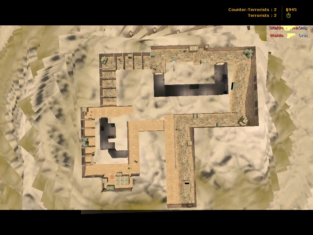 Скриншот  Карта de_dustkabul для CS 1.6: баланс сторон, точки, маршруты, bot .nav и оптимизация