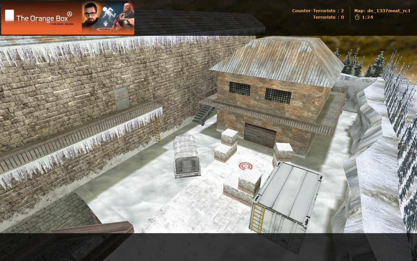 Скриншот de_1337meat_rc1 — DE карта для CS 1.6: точки под каты, боты по .nav, баланс сторон