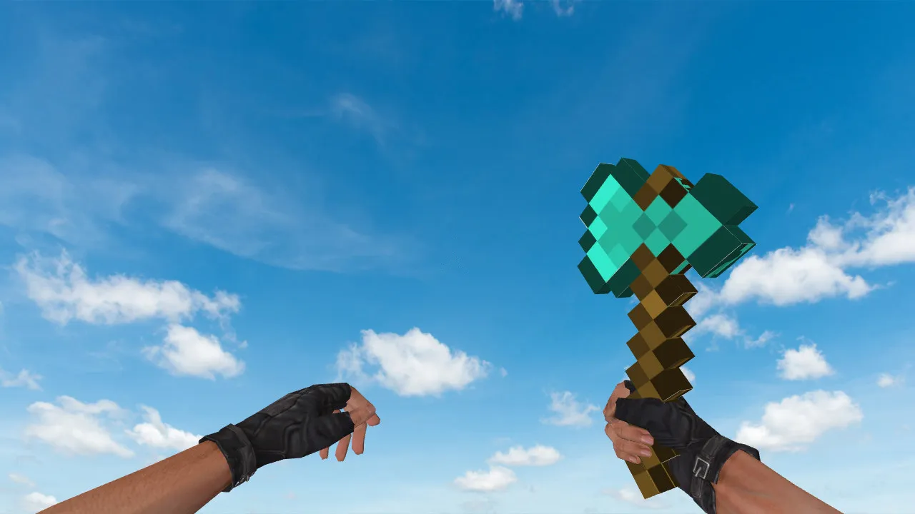 Скриншот Модель ножа «Топор из Майнкрафта» для CS 1.6: v_, p_, w_ модели, звук, анимация осмотра и текстуры