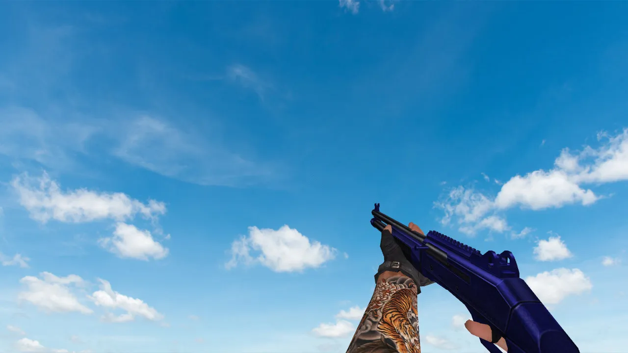 Скриншот  Пак моделей оружия «Blue Weapons With Tattoo» для CS 1.6: v_, p_, w_ модели, звуки, анимация осмотра и качество текстур