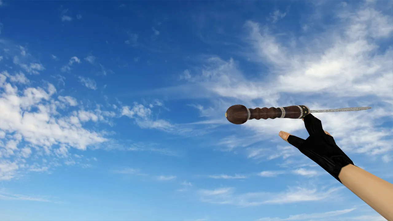 Скриншот Модель ножа Kukri «Дамасская сталь» v_knife для CS 1.6: звуки, анимация осмотра, текстуры и точная модель